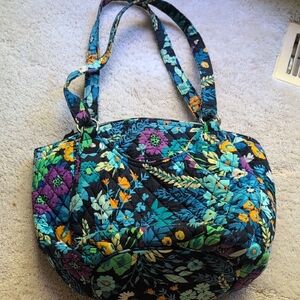 Vera Bradley Black Floral Shoulder Bag Midnight Blues